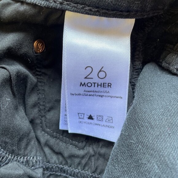 Mother The Insider High-Rise Crop Step Fray Guilty Racer Stripe Jeans Black Size - Picture 8 of 12